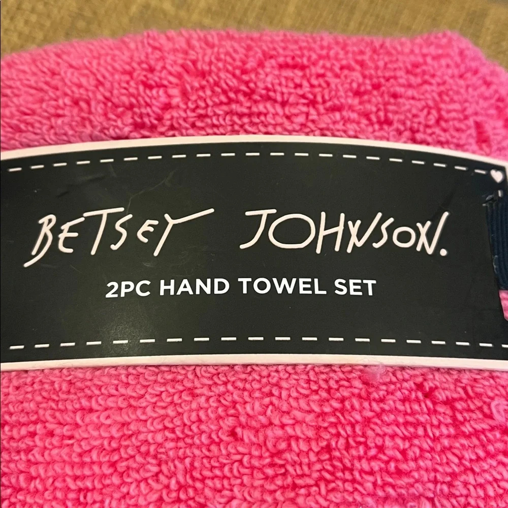 Betsey Johnson Pink Heart Embroidered Towel Set